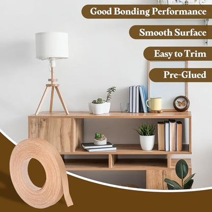 uxcell 3/4" x49ft Wood Veneer Edge Banding Pre-Glued Cherry Wood Strips - color: Cherry Wood, size: 3/4 Inch x 49ft