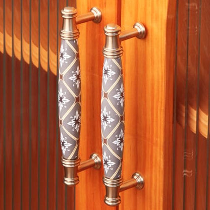 2 Pcs Ceramic Cabinet Drawers Handles Vintage Dresser Handles Unique Kitchen Cabinet Hardware 5 inch Holes Centers Closet Knobs Zinc Alloy Drawer Pulls for Bedroom Bathroom