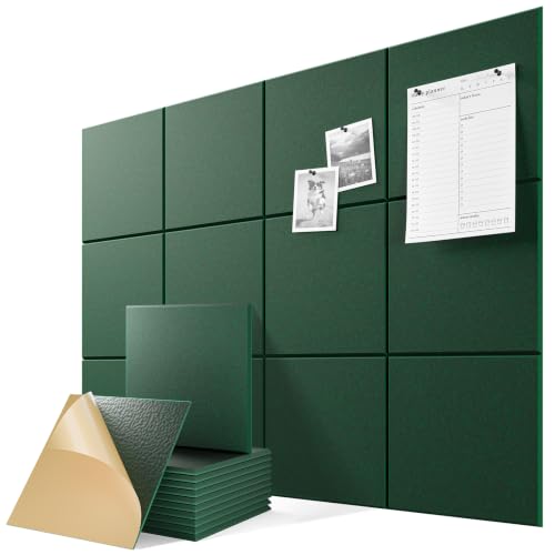 6 Pack Self-Adhesive Sound Proof Foam Panels for Walls 12"x12"x0.4" - color: Pine Green, size: Basic 6-Pack