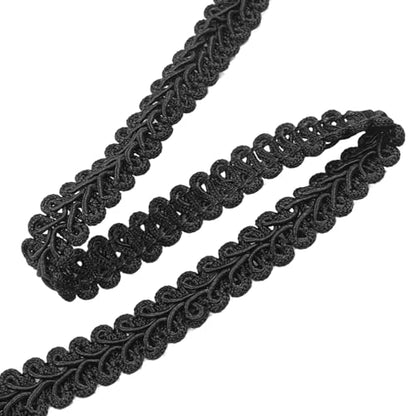 Gimp Braid Trim, Black, 1/2 Inch, 14 Yards - color: Black