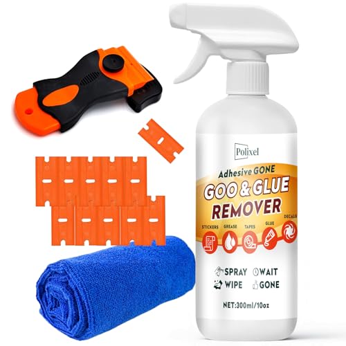 Adhesive Remover for Car Goo & Glue Remover Sticker Remover for Stickers, Labels, Decals, Residue, Tape, Grease, Tar Safe on Car Paint, Glass, Metal, Plastic Surfaces - 10oz/300ml