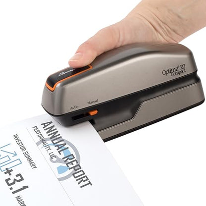 Swingline Electric Stapler, 20 Sheet Capacity, Optima 20, Jam Free, Compact, Automatic or Manual, Plug in or Battery, Orange and Gray (48207) (Pack of 3) - size: 20 Sheet, style: Half Strip (Compact) (Pack of 3)