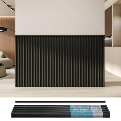 Art3d 79.3 x 40.7 Inch Beaded Wainscoting Wall Panel, 22.38 sq.ft, Black - color: Black, size: 79.3"x40.7"
