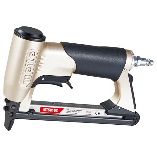 meite Upholstery Stapler with Safety Trigger, for 20 Gauge 1/2-Inch Crown Staples, Heavy-Duty Pneumatic Staple Gun for Woodworking, Professional and DIY Projects (Model MT5016S)