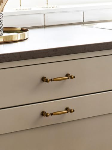 5 Pack Antique Brass Cabinet Pulls 3-3/4" Hole Center - color: Antique Brass, size: 3.75" hole center