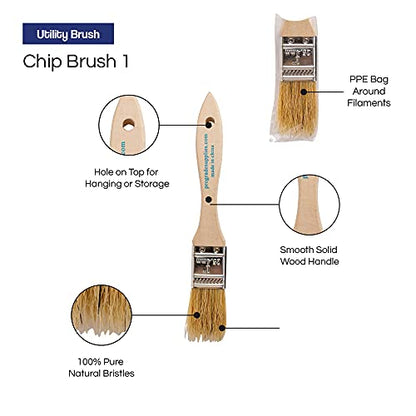 Pro Grade 1" Chip Brushes, Disposable Paint Brushes, for Touch Up, 36 Pack