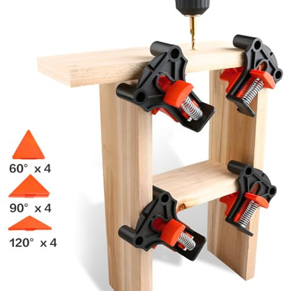 4 Pcs Corner Clamps, 60/90/120 Degree Angle Clamps for Woodworking
