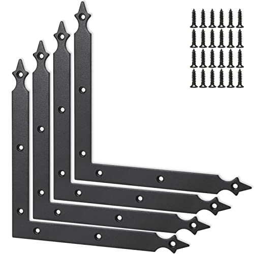 Barn Door Decorative Corner Bracket, 7.7 in Matte Black Rustic L Brackets Sliding Door Hardware Decorator for Garage Farmhouse Mirrors Frame Garden Gate(4 Pcs with Screw) - size: 7.7 IN - L Shape