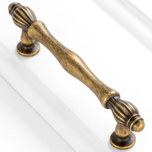 3-3/4 Inch Antique Brass Cabinet Pulls Drawer Handles 10 Pack 2510 - color: Antique Brass, size: 3-3/4 In Hole Distance