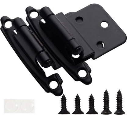 DecoBasics 3/8" Inset Cabinet Hinges Black (4 Pair -8 Pcs) Offset Self Closing Matte Black Cabinet Hinges for Kitchen Cabinets w/Bumpers & Upgraded Screws - color: Matte Black, size: 8 Pack