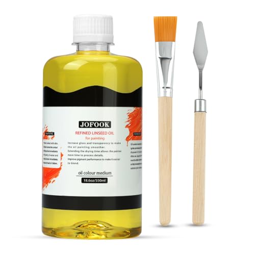 JOFOOK Refined Linseed Oil 550ml – Thinner Medium for Oil Paintings & Art