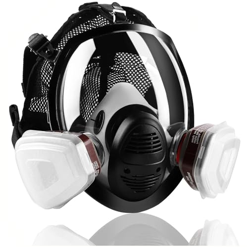 Reusable Full Face Respirator Mask for Chemicals,Spray Painting,Sanding,Epoxy Resin,Industrial,Paint,Grinding work.