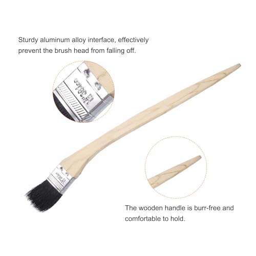 uxcell 3pcs Bent Radiator Paint Brush 1.5" Width Curved Wall Paint Soft Bristle Brushes with Long Wood Handle for Painting DIY Wall Treatment - size: 1.5"