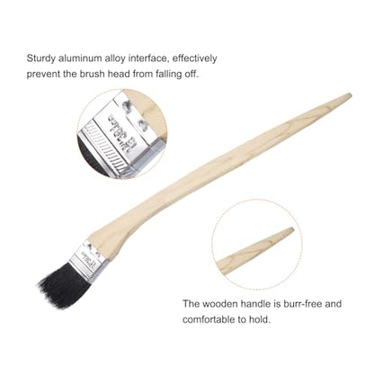uxcell 3pcs Bent Radiator Paint Brush 1.5" Width Curved Wall Paint Soft Bristle Brushes with Long Wood Handle for Painting DIY Wall Treatment - size: 1.5"