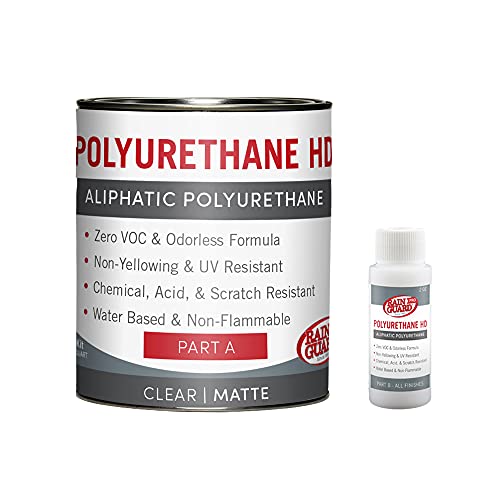 Rain Guard Water Sealers PU-2401 Polyurethane HD IsoFree Clear 2-Part Matte Finish Ready to USE Covering up to 75 Sq. Ft on New and Older Surfaces. 1 Quart Kit A and B - Masonry Sealer, Wood Sealer - color: Clear Matte, size: 32 fl oz. Kit