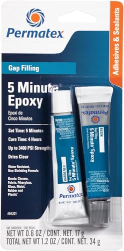Permatex 84201 PermaPoxy 5 Minute General Purpose Epoxy, Two 0.6 oz. Tubes - size: 1.2 Ounce, style: Liquid