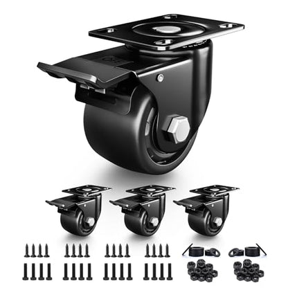 3 Inch Heavy Duty Casters Set of 4, Load 4400lbs, Locking Swivel Plate Industrial Casters with Double Ball Bearings, Low Gravity Center Castor Wheels for Furniture, Workbench, Equipment - style: 3 Inch