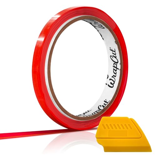 VViViD Wrap Cut 32ft (10M) Vinyl Wrap Edge Cutting Detailer Tape Including Yellow Detailer Squeegee - size: 1 roll + Squeegee