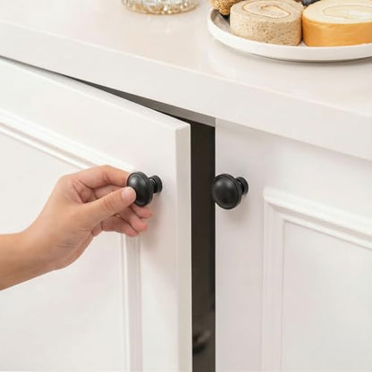 Goldenwarm Black Cabinet Knobs, Round Drawer Handles 1-1/4 Inch 10 Pack | Rustproof Single Hole Cabinet Hardware, Solid Zinc Alloy, Screws Included for Cupboard Closet Furniture Upgrade - color: Matte Black, size: Knob(1-1/4 In)