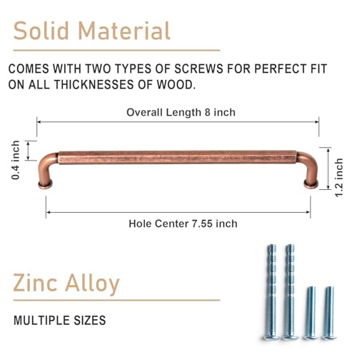 Goo-Ki 6 Pack 7-1/2 Inch （192mm） Hole Center Cabinet Pulls Antique Copper Zinc Alloy Kitchen Drawer Pulls Drawer Handles 8 Inch Length 2201-AC-192 - color: Antique Copper, size: 7-1/2 inch Hole Centers