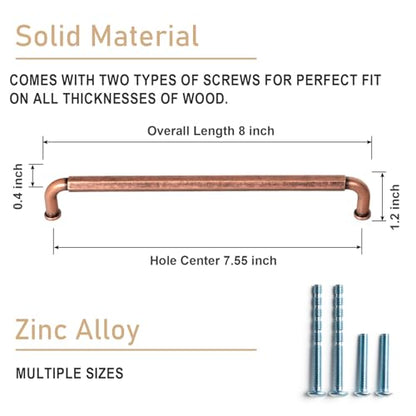 Goo-Ki 6 Pack 7-1/2 Inch （192mm） Hole Center Cabinet Pulls Antique Copper Zinc Alloy Kitchen Drawer Pulls Drawer Handles 8 Inch Length 2201-AC-192 - color: Antique Copper, size: 7-1/2 inch Hole Centers