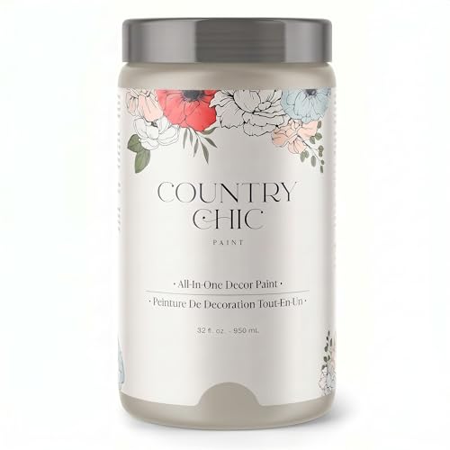 Country Chic All-in-One Chalk Paint for Furniture, Cabinets, Home Decor, Eco-Friendly, Matte Finish, Built-In Primer & Top Coat for Wood, Metal - Sunday Tea (Warm Grey) - Quart 32 oz (950 ml) - color: Sunday Tea, size: 32 Fl Oz (Pack of 1)