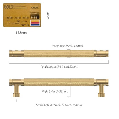 Champagne Bronze Knurled Cabinet Handles Kitchen Pulls 6.25 Inch 10 Pack - color: Champagne Bronze, size: 6.3" Hole Center