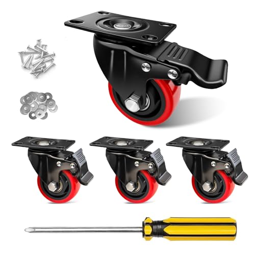3" Caster Wheels,3 inch Heavy Duty Casters with Brake Set of 4 - size: 3 Inch (4 Pack)