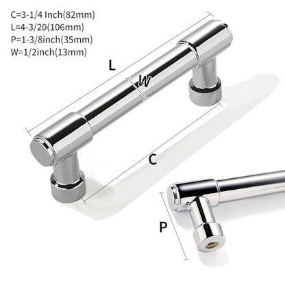 10 Pack 3-1/4 Inch Polished Chrome Drawer Pulls Cabinet Hardware Handles for Cabinets & Cupboards - color: Polished Chrome, size: 3-1/4"(82mm) Hole Center