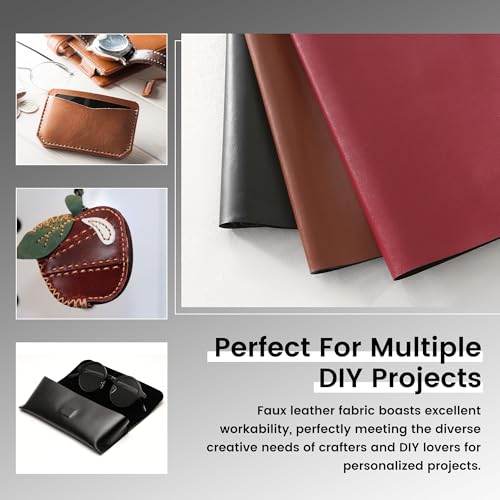 KUUP Smooth PU Faux Leather Fabric Sheets, 3 Yards 54" x 108", 0.8mm Thick - color: Black, size: 3 yards