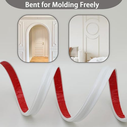Coengwui Peel and Stick Wall Molding, Chair Rail Wainscoting Panel, Finish Trim for Home Decoration (Paintable White, 9.8ft x 2.4in) - size: 9.8ft x 2.4in