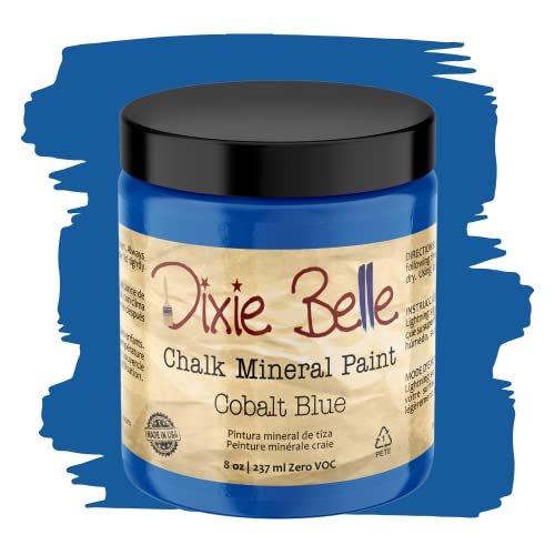 Dixie Belle Paint Company Chalk Mineral Paint - Cobalt Blue (8oz) - color: Cobalt Blue, size: 8 Fl Oz (Pack of 1)
