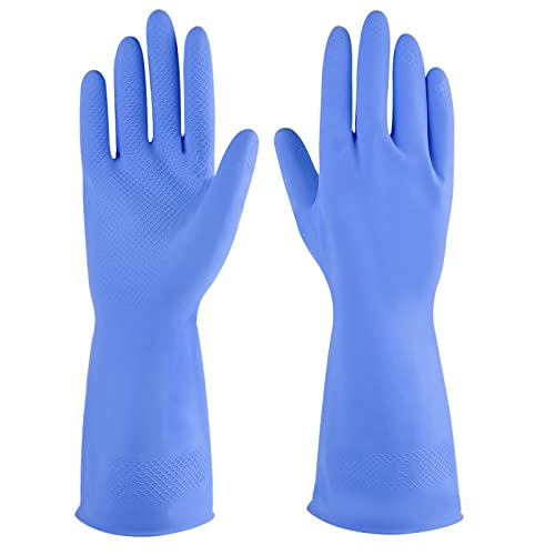 Rubber cleaning gloves 3 or 6 Pairs for Household,Reuseable dishwashing gloves for Kitchen. - color: Blue, size: Large (Pack of 3)