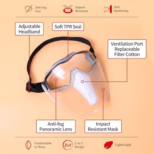 Grinding Face Shield with Goggles, Anti-Fog and Scratch-Resistant Coating - style: Goggles + Shield