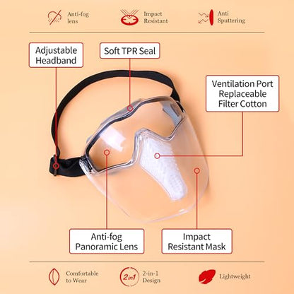 Grinding Face Shield with Goggles, Anti-Fog and Scratch-Resistant Coating - style: Goggles + Shield