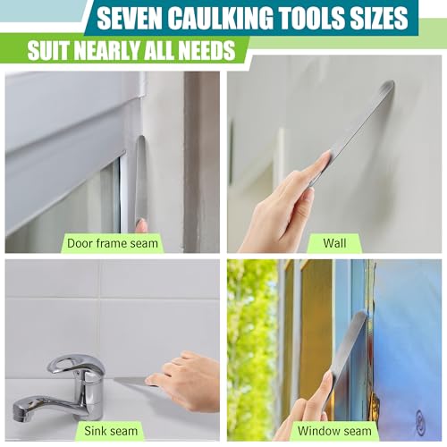 Saillong 7PCS Caulking Spatula Tool Set, From 3/8” To 1-1/2”
