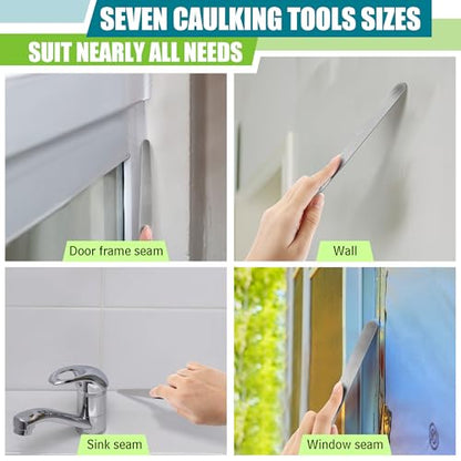 Saillong 7PCS Caulking Spatula Tool Set, From 3/8” To 1-1/2”