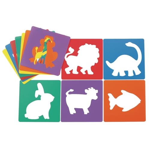 Colorations - EANST Animal Shape Stencils Set of 12 8" Plastic Stencils for Kids Arts and Crafts Material - style: Animals 12PK