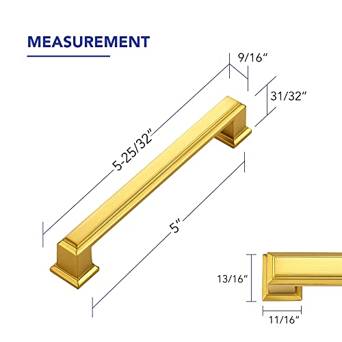 Ravinte Hardware Gold Cabinet Pulls, 5 Inch (128mm), 5 Pack - color: Gold, size: 5" Hole Center