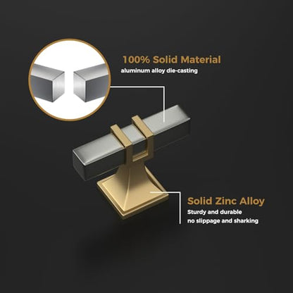 Haliwu Brushed Nickel and Gold Cabinet Knobs 6 Pack, Silver Drawer Knobs, Square 2 Tone Hardware for Kitchen Cupboard - color: Brushed Nickel and Matte Gold, size: 51mm(2 inch)