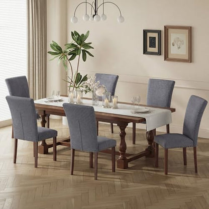 COLAMY Upholstered Parsons Dining Chairs Set of 4, Fabric Dining Room Kitchen Side Chair with Nailhead Trim and Wood Legs - Dark Grey - color: F-darkgrey, size: Set of 4
