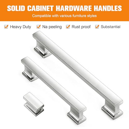 VEHCIL 20 Pack Square Cabinet Knobs Brushed Nickel, Single Hole Silver Kitchen Cabinet Handles Hardware for Cupboard Closet Bathroom Dresser Drawer Knobs, Solid Zinc Alloy - color: Brushed Satin Nickel, size: 1.5 Inch Knob