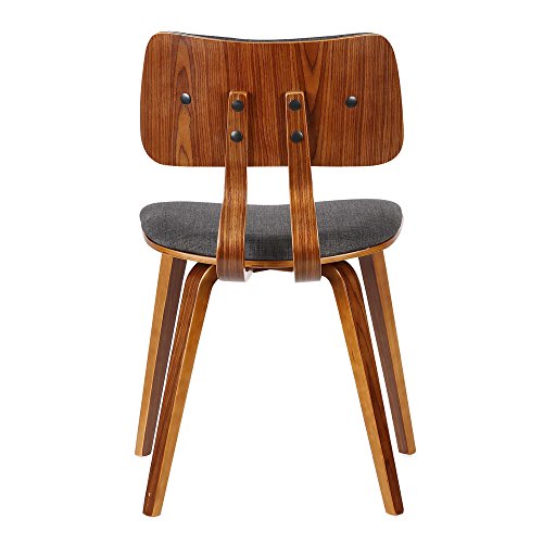 Armen Living Jaguar Mid-Century Dining Chair in Walnut Wood and Charcoal Fabric - Set of 4 - color: Charcoal/Walnut, size: Set of 4