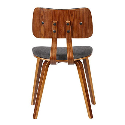 Armen Living Jaguar Mid-Century Dining Chair in Walnut Wood and Charcoal Fabric - Set of 4 - color: Charcoal/Walnut, size: Set of 4