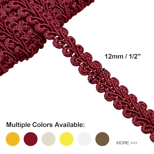 Dark Red Gimp Braid Trim, 1/2 Inch Width - color: Dark Red