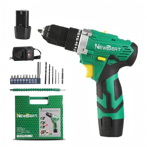 12V Cordless Drill Set, 3/8" Keyless Chuck, 25 N.m Power Tool - color: 12v Drill Set (Green)