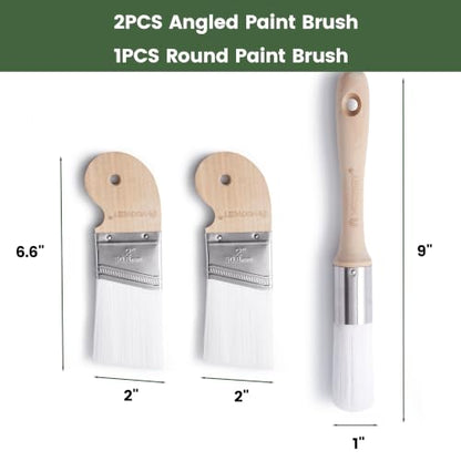 VOOMEY 2 Inch Angled Paint Brushes & 1 Inch Detail Round Brush, 3 Pack - size: 3 pack
