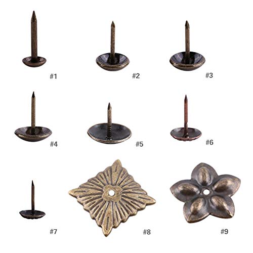 Hilitand 100pcs Upholstery Tacks,Furniture Nails Pins Sofa Rivet Upholstery Pins Craft Thumbtack Tack,Antique Brass (Daisy Nail 11x16mm)