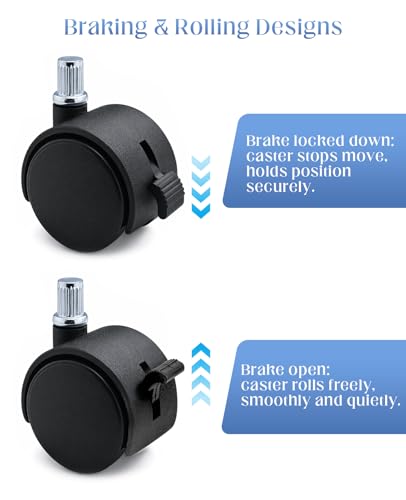 8 PCS Small Caster Wheels 1 Inch, Replacement Locking Swivel Casters Diameter 6.2mm for Furniture Table Cabinet Shelf