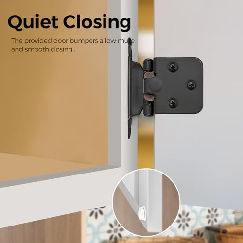 30 Pack 15 Pair Black Cabinet Hinges, 1/2" Overlay Semi-Concealed Hinges - color: Black, size: 1/2" Overlay